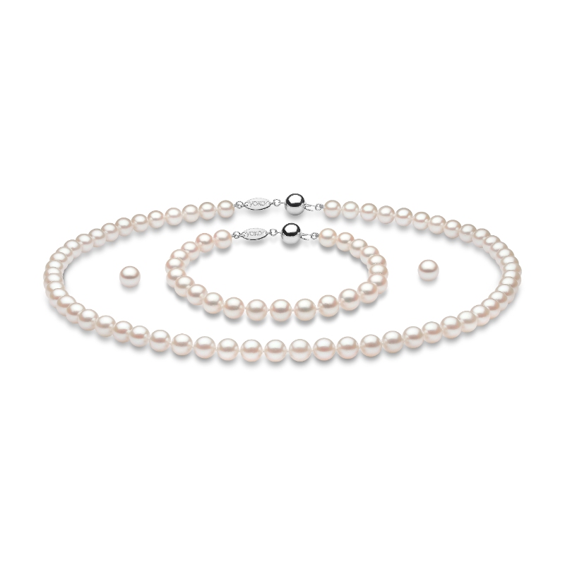 SX60AA-7 London Pearl 3 Piece Set In 18 Karat White Gold