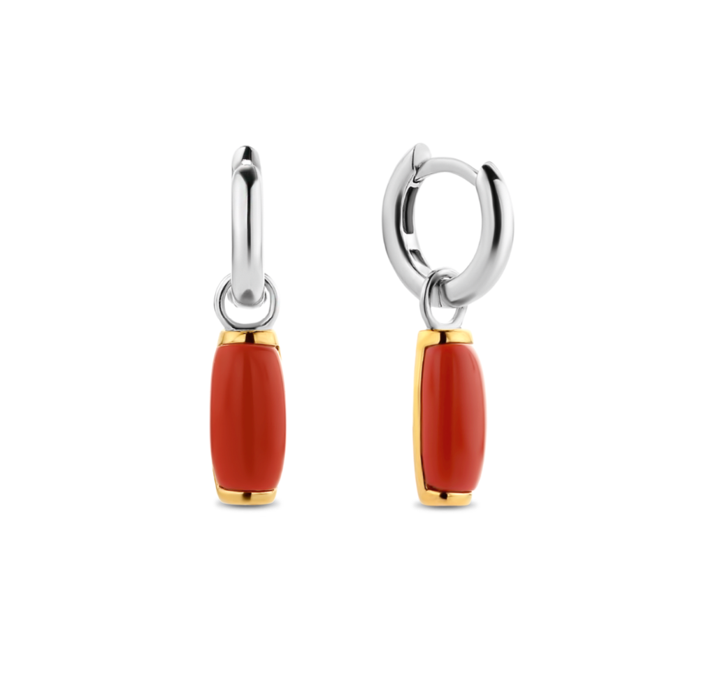 SKINNY CORAL TWO-TONED EARRINGS