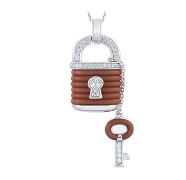 Belle Etoile Lock Pendant Brown Rubber