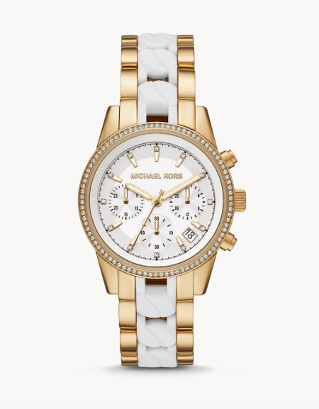 Ladies' Ritz Chronograph Watch (Gold/White)