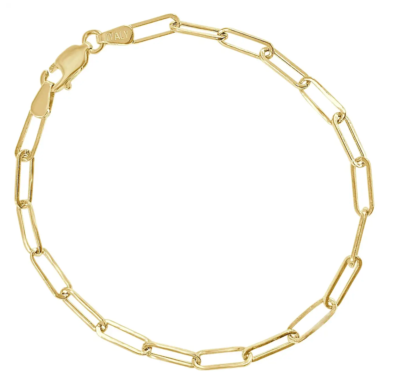 14K Yellow Gold 7" Paperclip Chain Bracelet