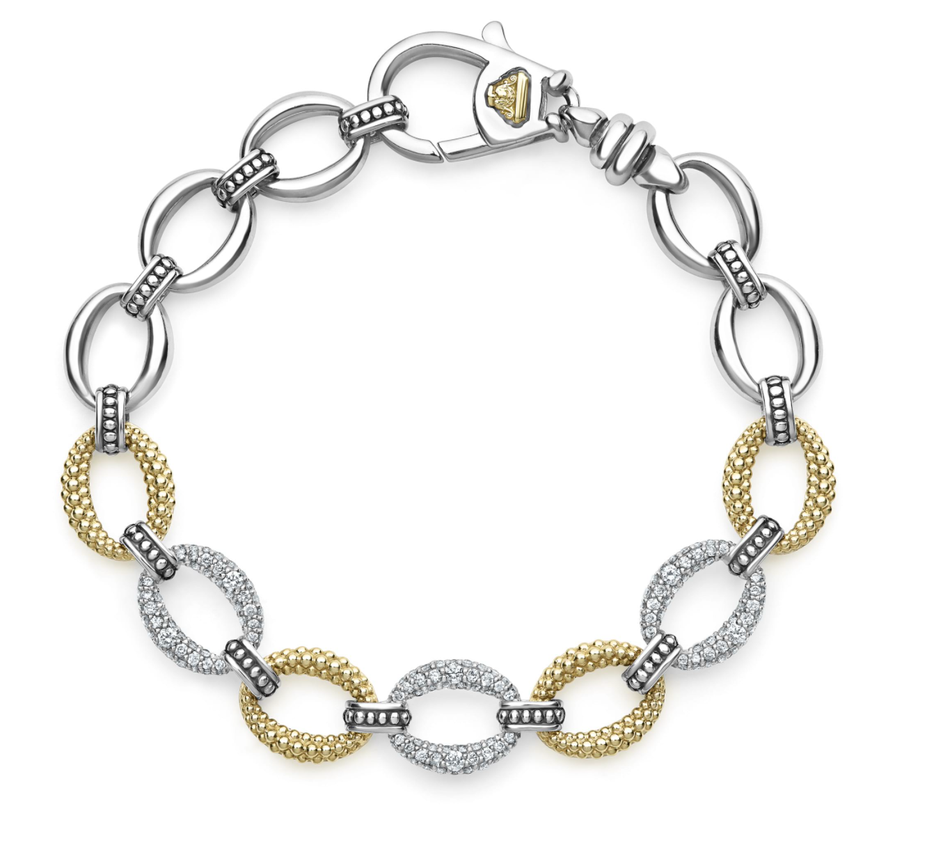 Lagos Caviar Lux Three Station Diamond Link Bracelet- 05-81396-DD7