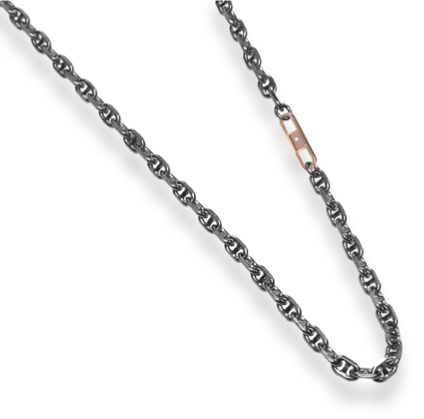 SILVER AND RUTHENIUM NECKLACE WITH ROSE-GOLD PLATED ELEMENT