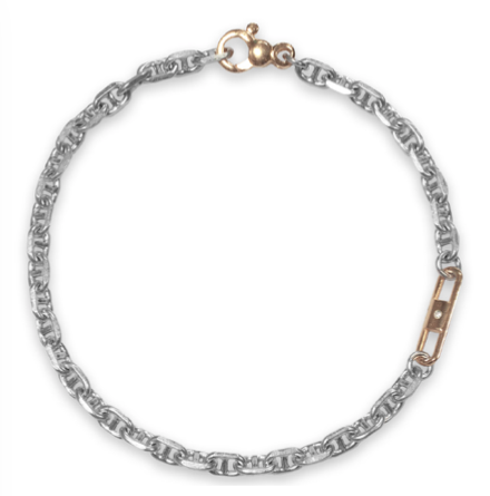 SILVER AND RUTHENIUM BRACELET WITH ROSE-GOLD PLATED ELEMENT
