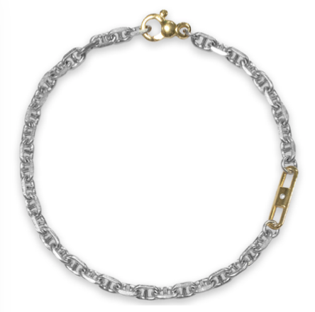 RHODIUM SILVER BRACELET WITH YELLOW-GOLD PLATED ELEMENT
