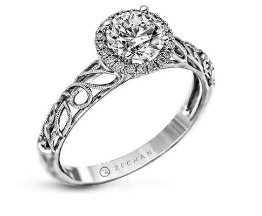 Zeghani 14k Diamond The Halo Crown Engagement Ring