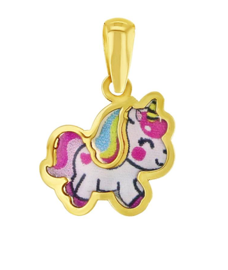 WHITE ENAMEL UNICORN PENDANT