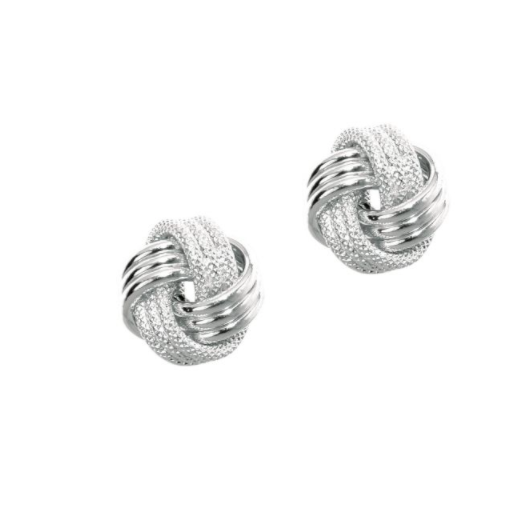 14K Gold Polished & Diamond Cut Love Knot Stud Earring
