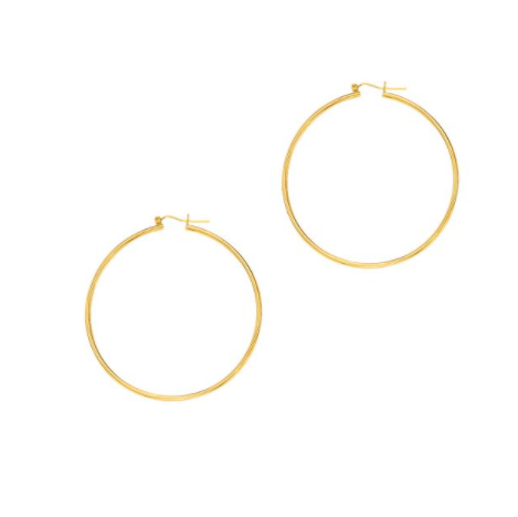 14K Gold 2x55mm Hoops