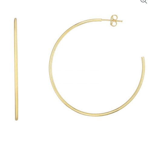 14K Gold 1.5x50mm Polished C Hoop Earring