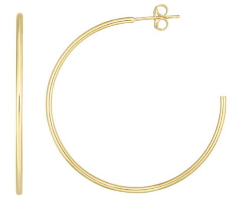 14K GOLD Polished C Hoop Earring