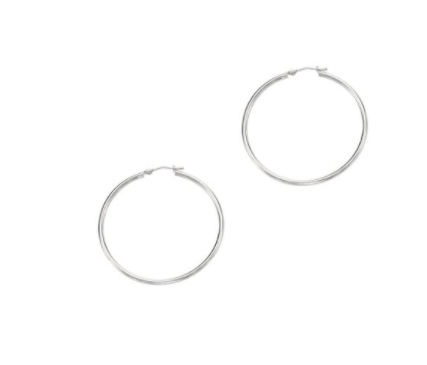 14K White Gold 2x40mm Hoops