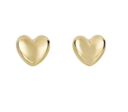 14K Gold Small Polished Heart Post Earring