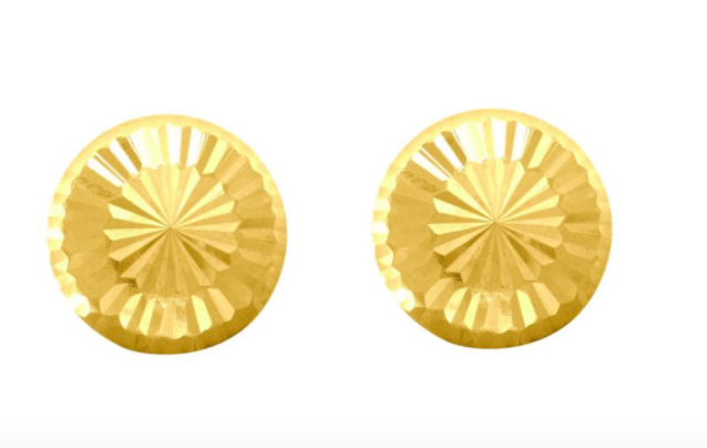 14K Gold Small Diamond Cut Burst Post Earring