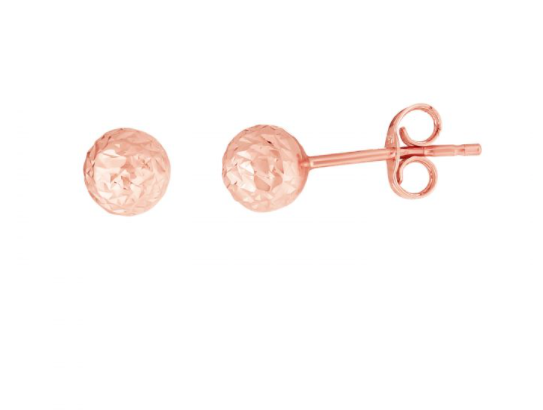 14K Gold 5mm Crystal Cut Post Earring