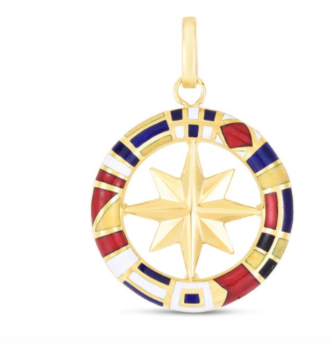 14k Men's Maritime Flag Compass Charm
