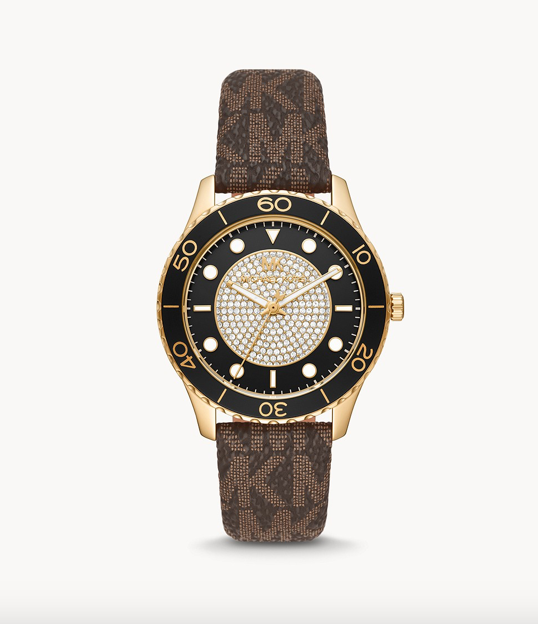 Michael Kors Runway Three-Hand Brown PVC Watch