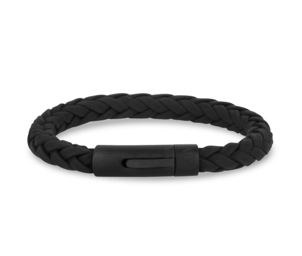 8mm Square Braided Black Leather Bracelet