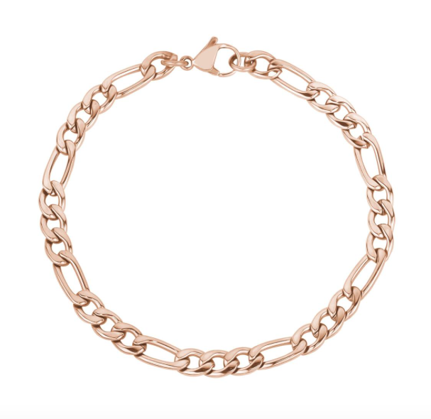 5mm Rose Gold Figaro Link Bracelet