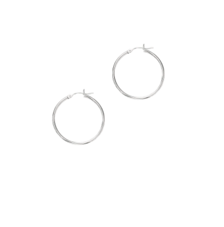 14K Gold 2x30mm Hoop White Gold