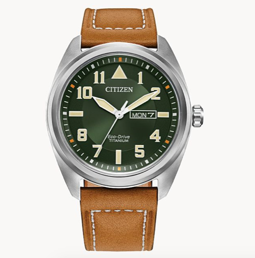 Avion Green Dial Leather Strap Super Titanium
