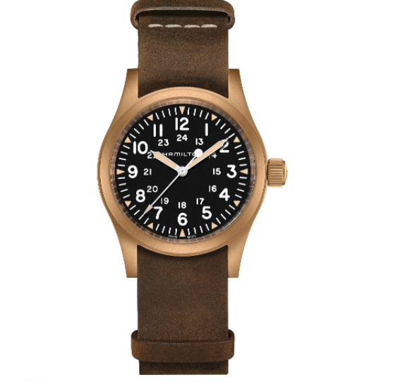 Khaki Field Mechanical Bronze - Black Dial Brown Bracelet