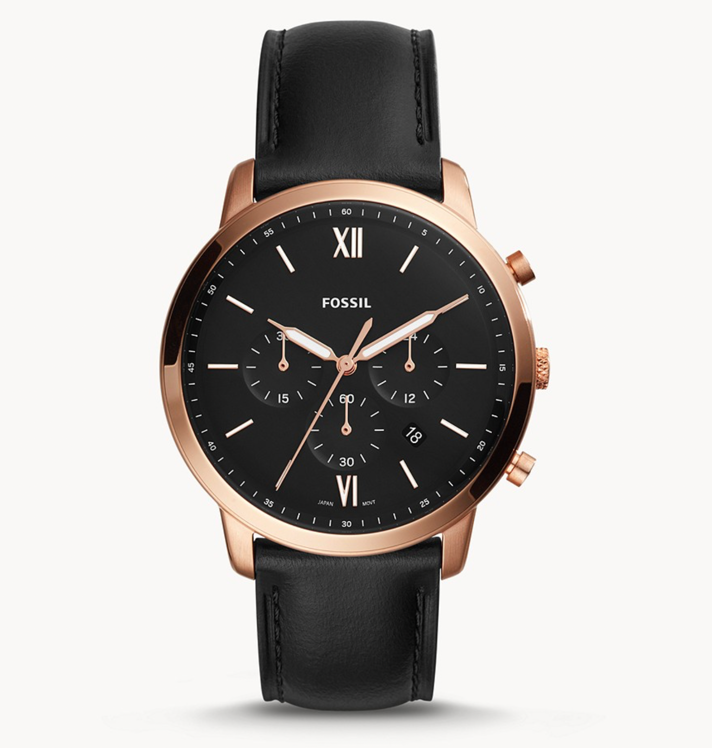 Neutra Chronograph Black Leather Watch