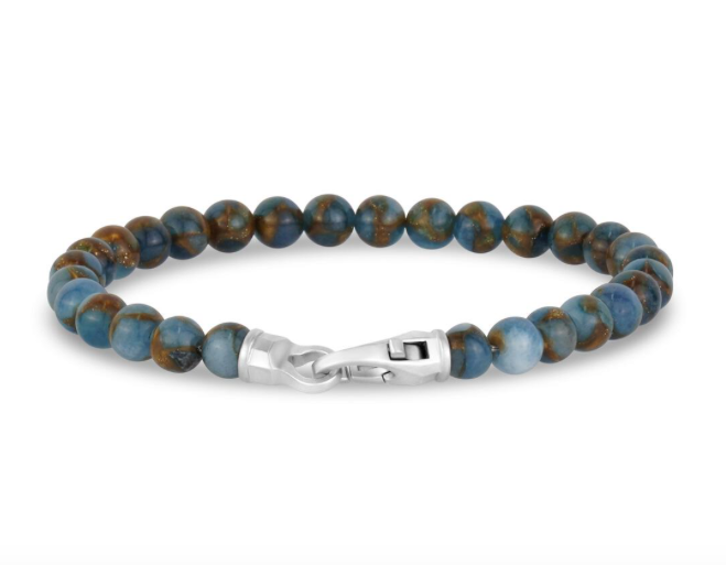 6mm Blue Brown Jade Bead Bracelet