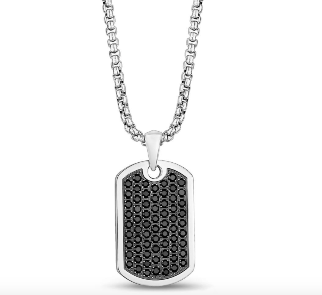 Black Stone Setting Dog Tag