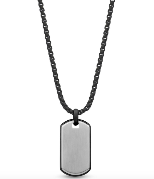 Gun Metal Reversible Matte Dog Tag W/26" Chain