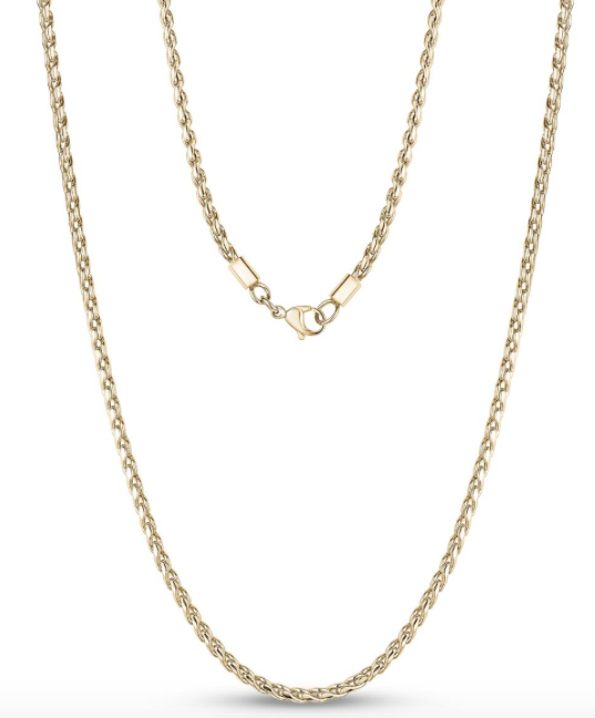 2mm Long Narrow Curb Link Gold Chain