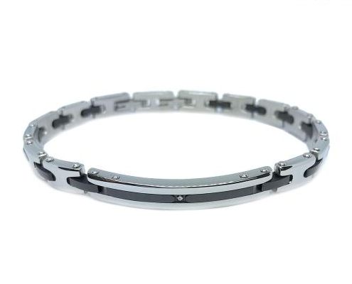 Silver and Black Link Bracelet Zancan