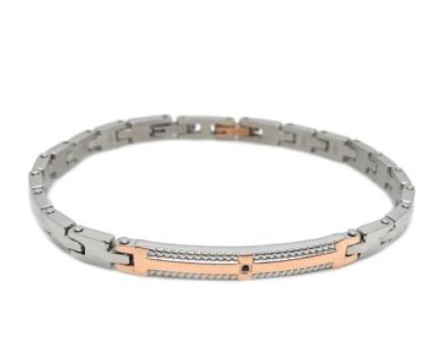 Stainless Steel With Rose Gold Accent Bracelet