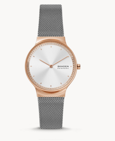 Freja Two-Hand Silver-Tone Stainless Steel Mesh Watch