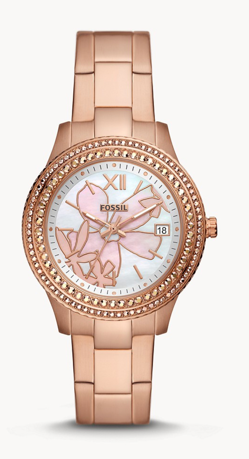 Stella Three-Hand Date Rose Gold-Tone Stainless Steel Watch