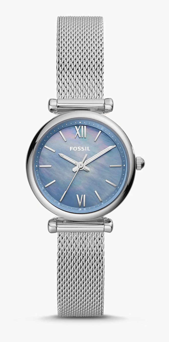 Carlie Mini Three-Hand Stainless Steel Mesh Watch