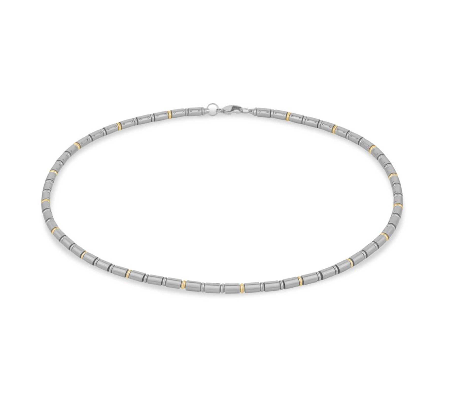 Two Tone Tube Chain Necklace 20"