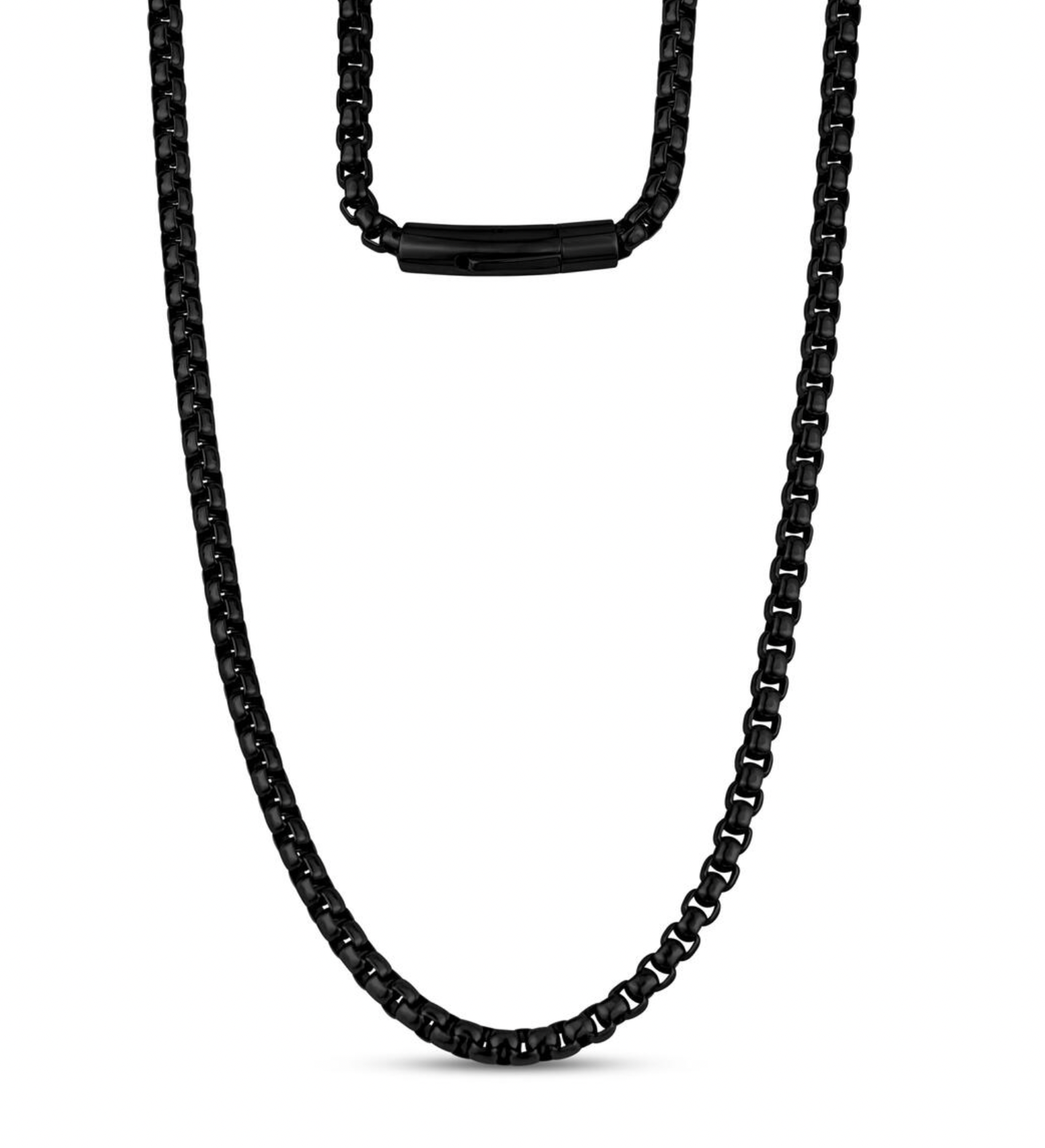 5mm Black Steel Box Link Necklace