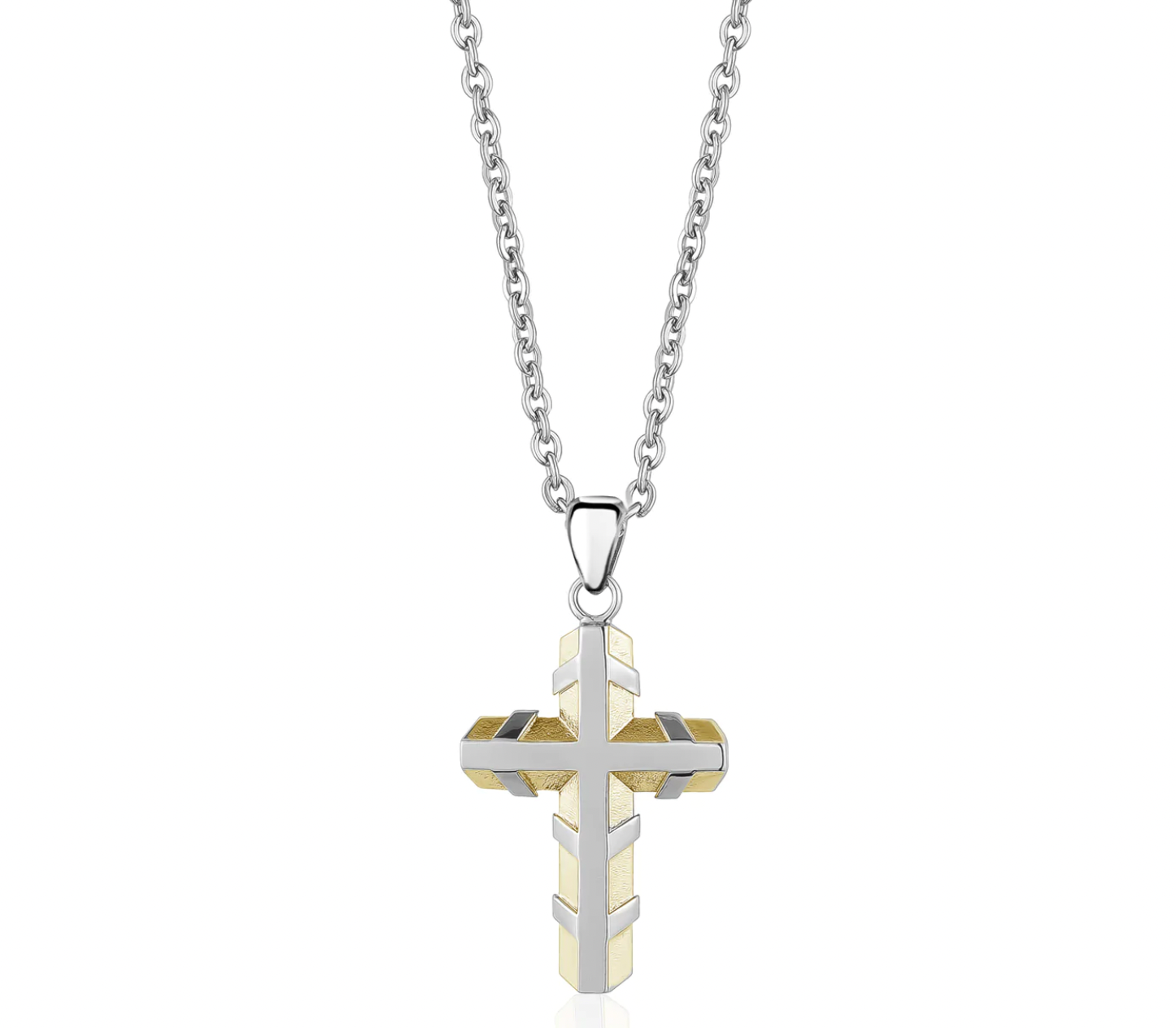 Gold and Steel Cross Pendant