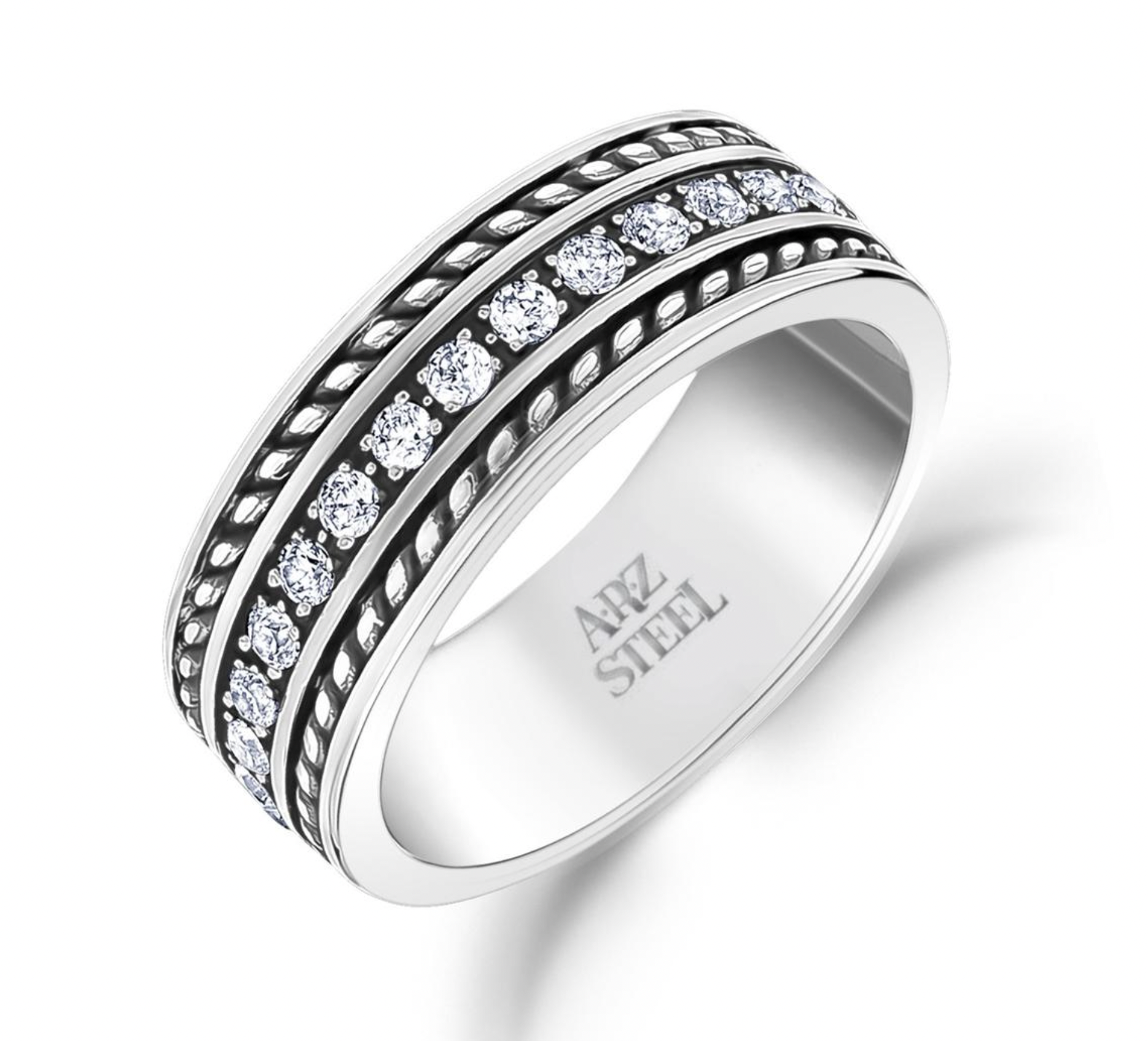 Detailed White C.Z Ring