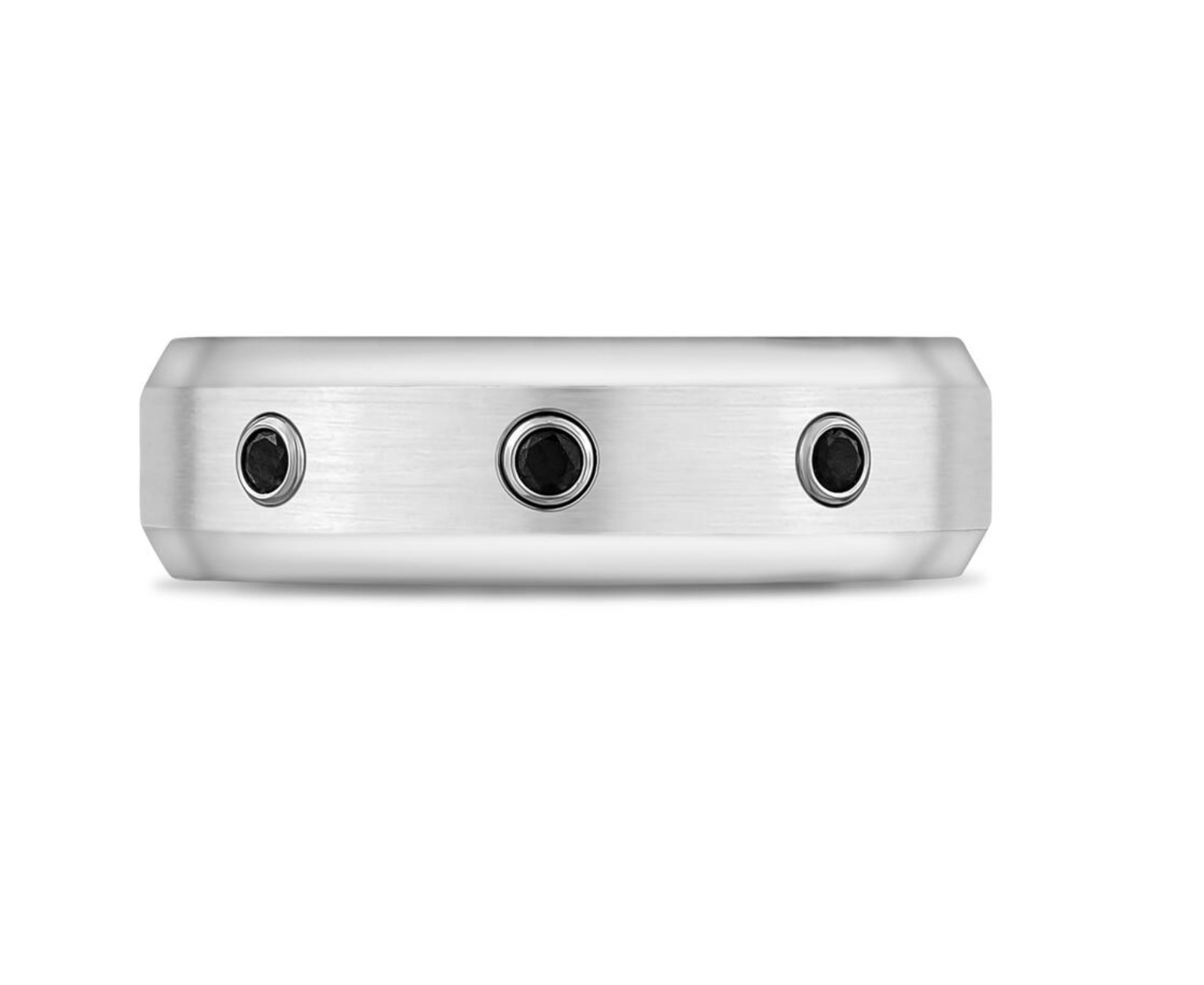 7mm Three Stone Beveled Edge Ring