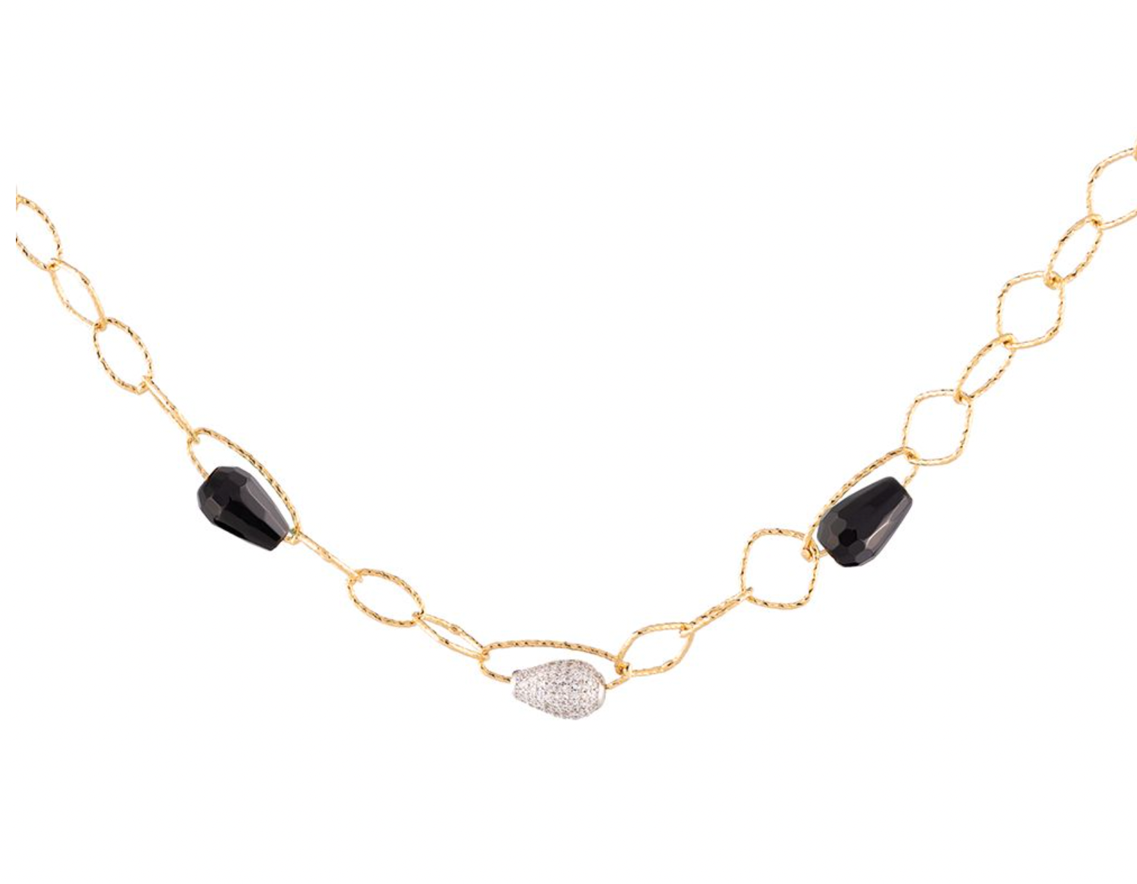 Tulip Three Stones Black Necklace