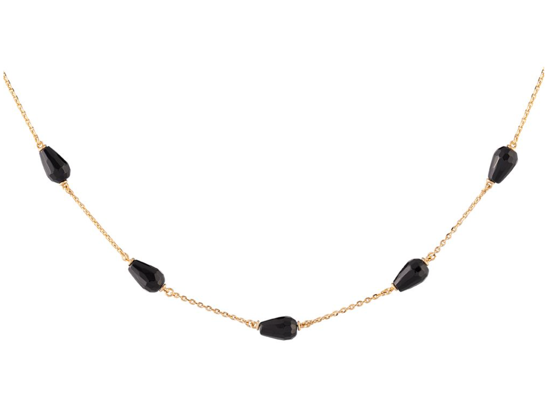 Tulip Five Black Stones Necklace