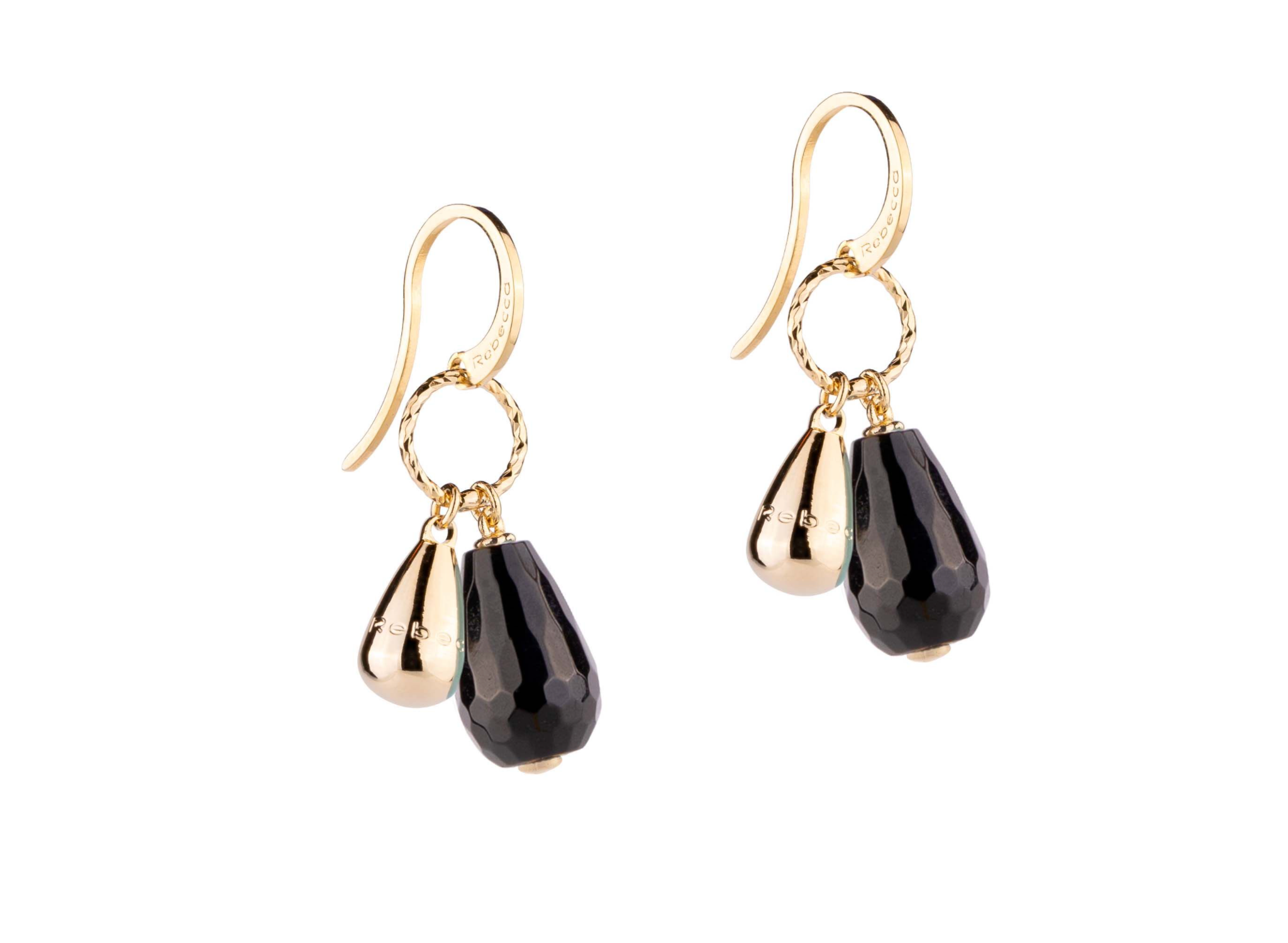 Tulipe Two Stones Black/ Gold Earring