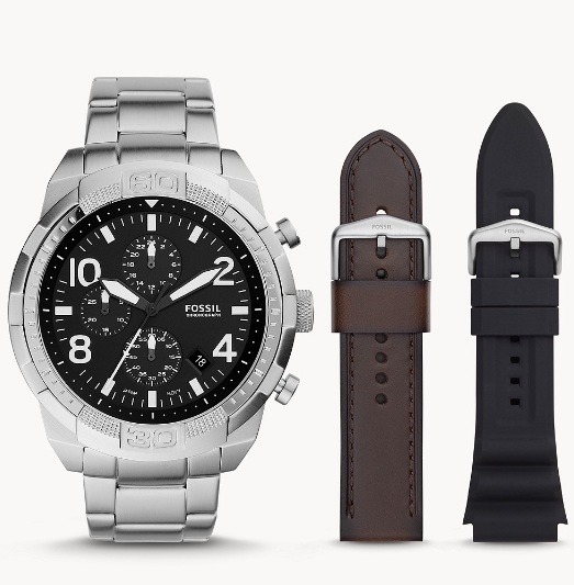 Bronson Chronograph Stainless Steel Watch and Interchangeable Strap Set