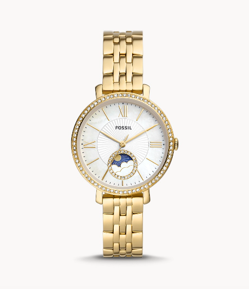Jacqueline Sun Moon Multifunction Gold-Tone Stainless Steel Watch