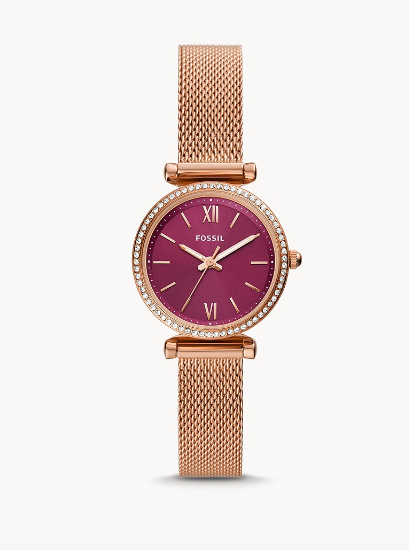 Carlie Mini Three-Hand Rose Gold-Tone Stainless Steel Mesh Watch