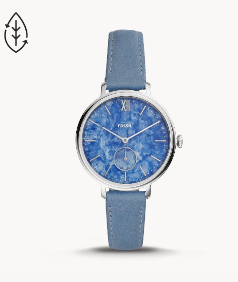 Kalya Three-Hand Periwinkle Blue Leather Watch