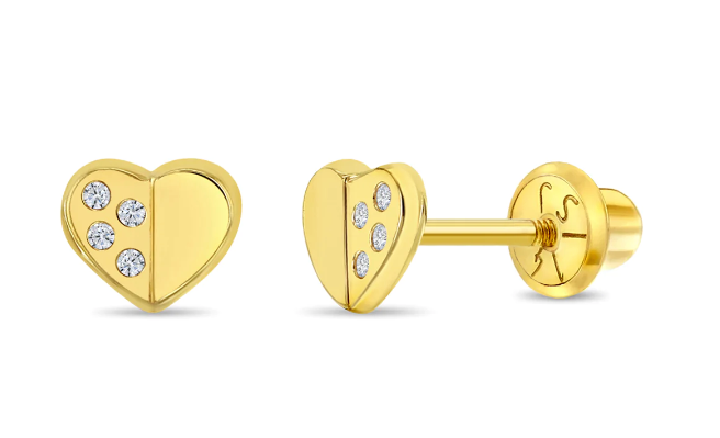 Sweet Heart Encrusted Girl Earrings