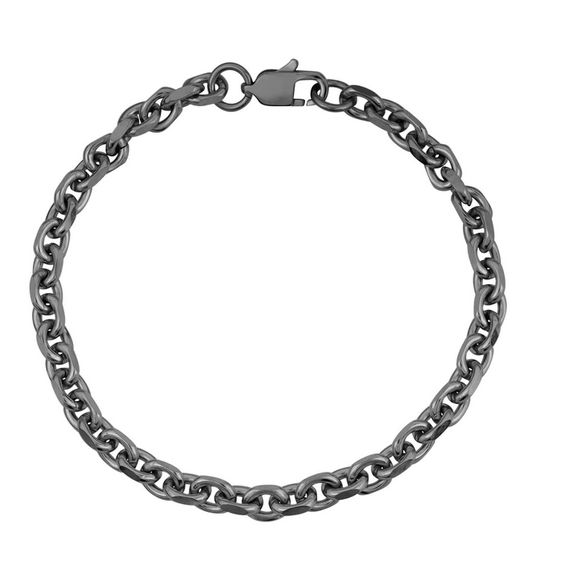 Oval Link Cutting Edges Gun Mental Bracelet